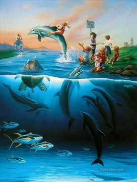 Fantasía popular Painting - Paseos con delfines de fantasía